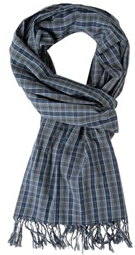 Camp David Herren Karierter Schal aus feiner Webware Blue Navy