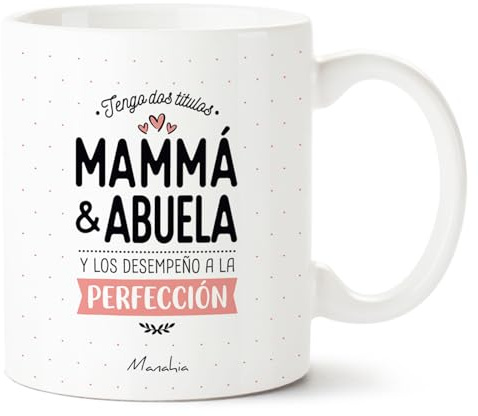 Manahia - Taza Mamá Abuela, desempeño ambos titulos a la perfección | Detalle Original Emotivo Navidad, Día de la Madre, de los Abuelos, Futura Abuela | Idea Sorpresa Anuncio Embarazo | Con Caja Kraft