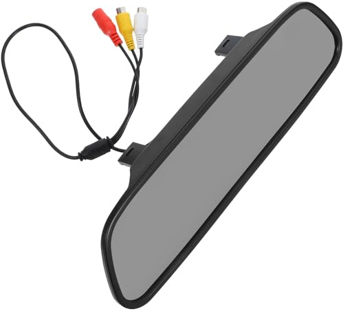 JHKNNK 5 Zoll LCD Rückspiegel Monitor mit Av Eingängen für Rückfahrkamera und DVD Auto Rückfahrkamera Monitor für Pkw Einparkhilfe Schwarz 1 Stück