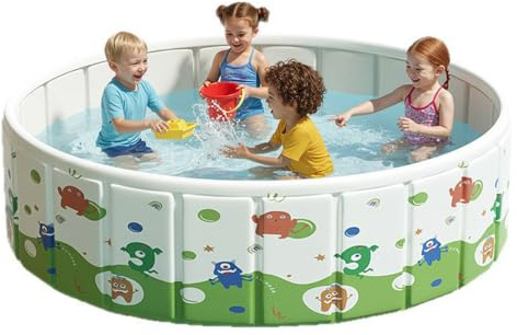 Piscine Pliable Ronde pour Enfants, Non Gonflable | Piscine Portable à Parois Rigides pour Jardin et Jeux d’Eau(35.4in/90cm)