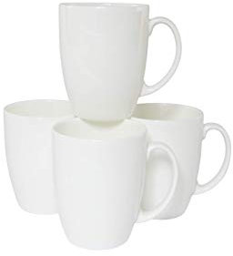 Set of 4 Plain White Bone China Tea/Coffee Mugs