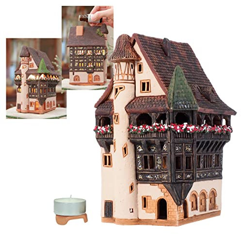 Midene Keramik Aroma Lichthaus, Handarbeit, Künstlerisches Miniatur, Historisches Pfisterhaus in Colmar, Elsass, B245AR