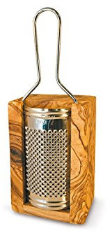 GRATTUGIA con Contenitore in Legno d'olivo e Acciaio Inox cm 24.5x5.5x9