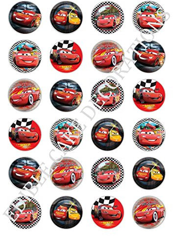 Tortendekoration aus Esspapier mit Motiven aus Cars von Disney, für Cupcakes, Kuchen, Geburtstag, Feiern, 24 Stück