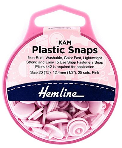 KAM Plastic Snaps: 25 x 12.4mm Sets: Pink