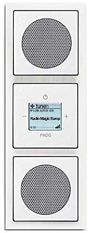 Busch-Jaeger (Original) Unterputz WLAN iNet Internet Radio 8216 U (8216U) Komplett-Set Stil: Future Linear Studioweiß 2 x Lautsprecher + Radioeinheit + Abdeckungen + 3 Fach Rahmen