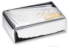 VALENTI & CO. Cofanetto porta gioie in argento, idea regalo per i 50 anni di matrimonio, Scatola portagioie elegante per l'anniversario delle nozze d'oro, Regalo perfetto per un amore duraturo