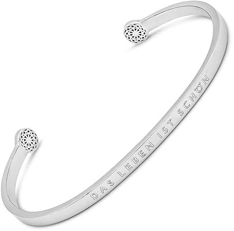 SIMPLE PLEDGE | Das Leben ist Schön Armreif | Armband Damen mit Gravur in Silber, Gold, Roségold | Perfekt als Schmuck Geschenk | Blindgravur