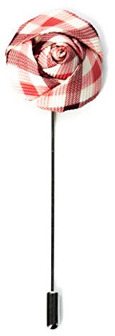 Broche pour homme - Épinglette de mariage - Broche de fleur - Accessoire pour homme - Style londonien classique - Vêtement formel - Rouge/Blanc