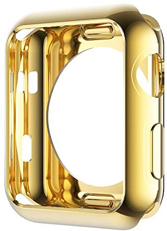 Leotop Kompatibel mit Apple Watch Hülle 40mm 44mm, Weiche TPU Plated Case Gehäuse Schutzfolie Schlankes Displayschutz Stoßstange Rundherum Abdeckung für iWatch Series 6 5 4 SE (44mm, Gold)