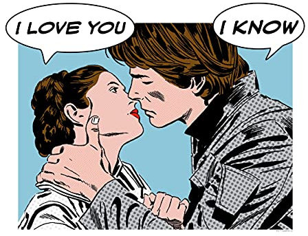 Komar Wandbild | Star Wars Classic Comic Quote Leia Han | Kinderzimmer, Jugendzimmer, Dekoration, Kunstdruck | ohne Rahmen | WB117-50x40 | Größe: 50 x 40 cm (Breite x Höhe), Bunt