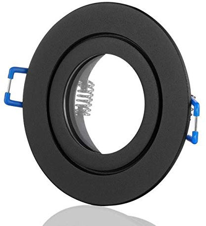 Lichtidee 10 x Feuchtraum Einbaustrahler Spot Strahler rund schwarz matt IP44 Badezimmer mit GU10 Fassung L Anschluß 230Volt