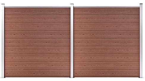 vidaXL Gartenzaun WPC Sichtschutzzaun Lamellenzaun Windschutz Sichtschutz Zaun Steckzaun Systemzaun Garten 353x186cm Braun Aluminiumstange