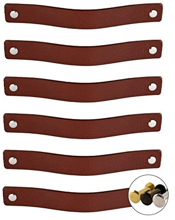 Brute Strength - Ledergriffe für Möbel - Cognac - 24 Stück - 20 x 2,5 cm - Schrankgriff, Türgriff für Küche, Bad, Schränke, Kommode, Holz
