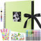 Vienrose Fotoalbum 30 x 30 cm Spiralalbum zum Selbstgestalten und Einkleben DIY Seidenband Fotobuch 80 Schwarze Seiten für 400 10x15 Fotos Baby Valentinstag Geburtstag Jahrestag Geschenk