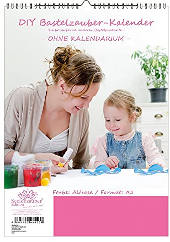 DIY Bastelzauber Wandkalender zum basteln OHNE Kalendarium DIN A3 Hochformat Farbe: Feuerrot - Seelenzauber Fotokalender Bastelkalender Basteln