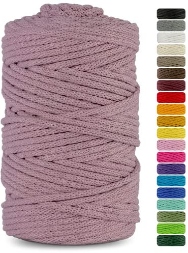 Netuno 1x Makramee Garn Altrosa 3 mm 100 m Baumwollkordel mit Baumwollkern Bastel-Garn Makramee Naturbaumwolle Baumwollgarn Bastelschnur Baumwollfaden Makramee Garn Makramee Baumwollkordel