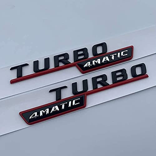 LYBH Auto Styling Aufkleber Brief Emblem Turbo 4 Matic Amg Abzeichen Kotflügel Supercharge Logo Geeignet Für Mercedes Benz Amg 2014-2016, Silber, Schwarz