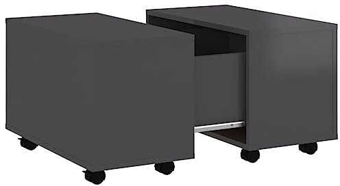 vidaXL Couchtisch Ausziehbar Beistelltisch Wohnzimmertisch Kaffeetisch Sofatisch Teetisch Tisch Wohnzimmer Hochglanz-Grau 60x60x38cm Holzwerkstoff