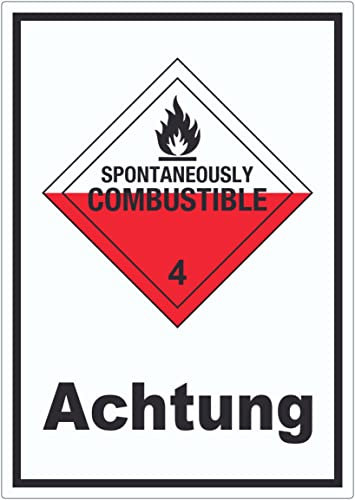 Aufkleber Selbstentzündliche Stoffe Achtung Spotaneously Combustible A4 (210x297mm)