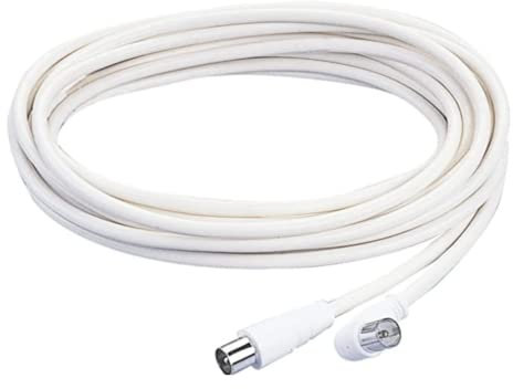 POLY POOL | PP0622XAM Cavo Coassiale 5m, per Collegare la Tv all'Antenna Bianco con Spina Assiale