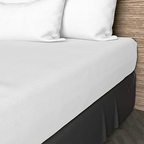 Soleil d'ocre, Drap Housse, Coton 57 Fils, Blanc, 140x190 cm