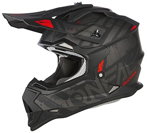 O'NEAL | Motocross-Helm | MX Enduro | ABS-Schale, Lüftungsöffnungen für optimale Kühlung | 2SRS Helmet Glitch V.23 | Erwachsene | Schwarz Grau | Größe L (59/60 cm)
