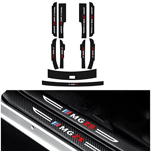 ENFILY Car Carbon Fiber Door Sill Kick Plates Protector +Rear Guard Plate for MINGJUE MG ZS, Welcome Pedal, Scuff Guard Non-Slip Auto Styling Decoration Stickers Accessory