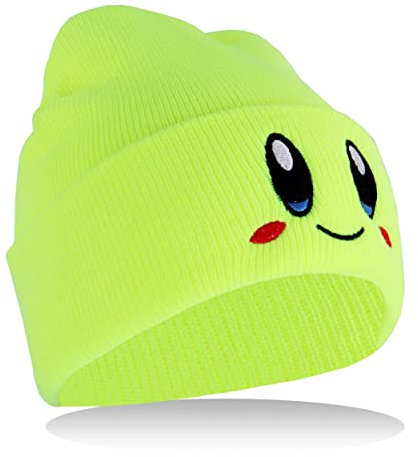 Roffatide Anime Skull Caps für Damen Herren Bestickter Totenkopf-Hut Beanie Mütze Winter Strickmütze Grün