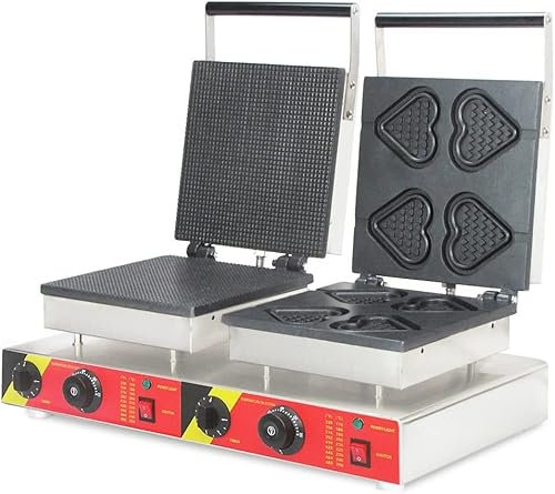 LEIRUO Commercial Ice Cream Waffle Cône Machine 2 en 1 en Forme de c?ur gaufrier Réchaud électrique antiadhésif Waffle Grille-Pain Machine Baker gaufrier Belge - 220V
