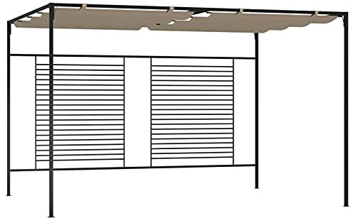 Festnight Gazebo da Giardino, Pergolato da Giardino, Gazebo Esterno Resistente, Gazebo con Tetto Retrattile 3x4x2,3 m Grigio Talpa 180 g/m²