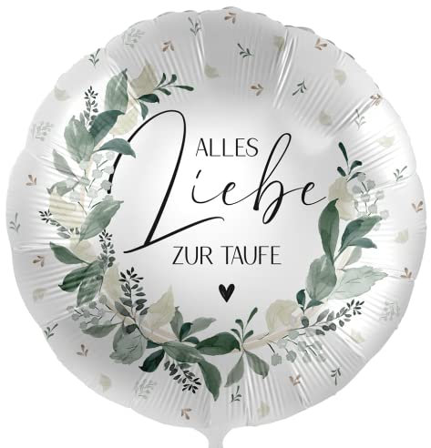 Folienballon Alles Liebe zur Taufe - grün weiß, ca. 43 cm - 81152