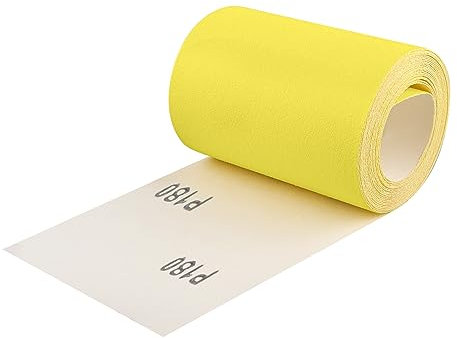 Shineboc Rouleau de papier abrasif, 93 mm x 5 mètres grain 180 papier de verre quartz pour le bois, le métal, la peinture, le plâtre, le mastic, l'automobile, compatible avec les ponceuses manuelles