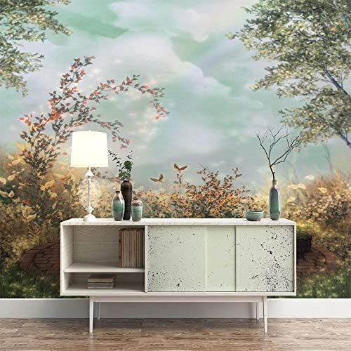 Papier Peint Mural 3D Personnalisé Paysage De Papillon De Jardin Papier Peint Adapté Au Salon Tv Papier Peint Canapé Fond Auto-Adhésif Mural Peler Et Coller Affiches 140 (largeur) x 70 (hauteur) cm