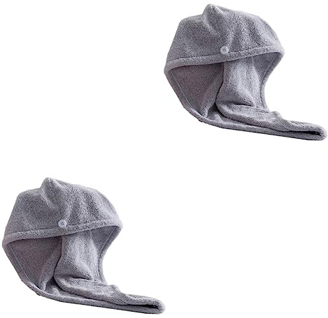 Alipis 2stücke Dry Hair Cap Schnelltrocknendes Haartuch Aus Weichem Mikrofaser Super Saugfähiger Haarturban Für Lange Haare Praktisches Design Mit Knopf Perfekter Begleiter Für Hause