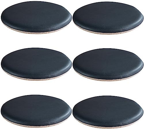 6er Set Stuhlkissen Sitzkissen Rund, Bodenkissen Kunstleder Sitzpolster mit Reißverschluss Memory Schaum Runde Sitzauflage rutschfest Wasserdicht Sitzauflage Innen Büro(Ink Blue 35cm/14in(6 Pcs))