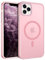 GUAGUA Magnetisch Hülle für iPhone 11 Pro Max [Kompatibel mit MagSafe] Matt Handyhülle Stoßfest Durchscheinende Rückseite Dünn Schutzhülle Case für iPhone 11 Pro Max (6,5 Zoll) Rosa/Pink