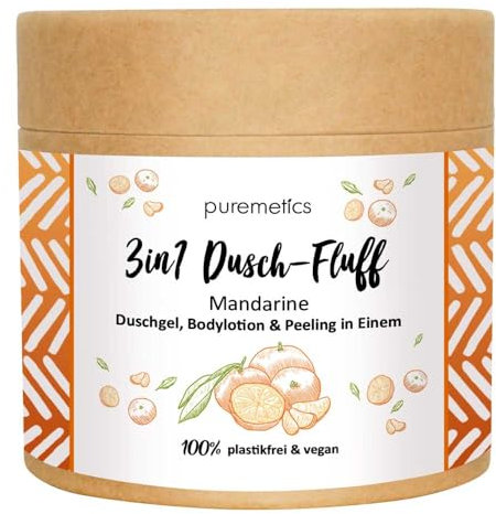 Puremetics 3in1 Dusch-Fluff, Mandarine mit Zuckerpeeling, LE, 250g