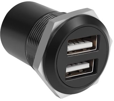 QIANRENON Dual USB 2.0 - Conector redondo fijo (2 puertos USB 2.0 hembra a 2 hembras, adaptador de montaje de panel doble USB 2.0, hembra integrada, para transferencia de datos/carga externa)