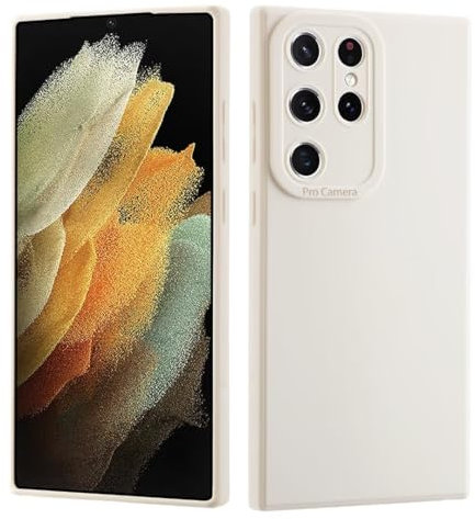 ATISIJIE Silicone Coque pour Sumsang Galaxy S21 Ultra,Étui de Protection Antichoc Ultra Mince,étui de Protection Complète du Corps au Toucher Soyeux,Anti-Chocs-Blanc