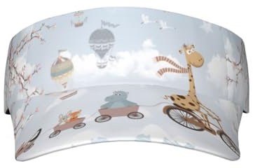 Melbrakin Animals on Bicycle - Cappelli con Visiera Parasole per Donna Uomo, Cappello con Visiera Parasole da Spiaggia per Tennis, Cappello Estivo Unisex Regolabile