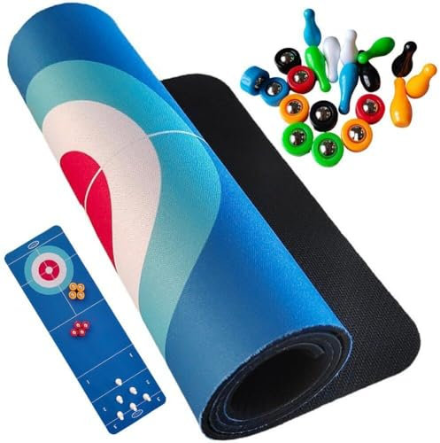 3 in 1 Table Shuffleboard Pucks and Bowling Ball and Curling Game Shuffleboard Bowling Game Mini Game