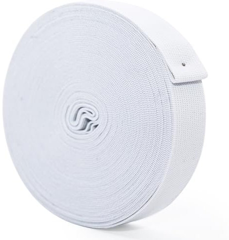 Elastic Band for Sewing, 1 Inch 11 Yard High Elasticity Knit Spool Sewing Band for Dressmaking, Wig Band, Trouser, Headbands & DIY Craft (White)