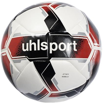 uhlsport Fußball Attack ADDGLUE Fussball Soccer Spielball Trainingsball - mit Neuer ADDGLUE-Technologie - für Jugend und Aktive - FIFA Basic, 5, weiß/schwarz/rot