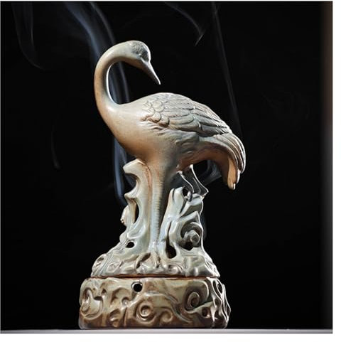 Quemador de incienso Quemador de incienso de grúa de cerámica, quemador de aromaterapia retro, adorno de escritorio de estudio, adecuado for oficina, sala de yoga, cafetería, etc. Soporte para quemado