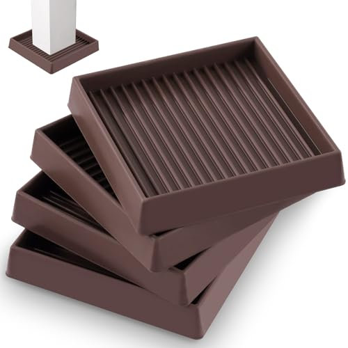 Rustark Lot de 4 patins carrés antidérapants en caoutchouc pour meubles - 100 mm - Pour lit, canapé, table, chaise