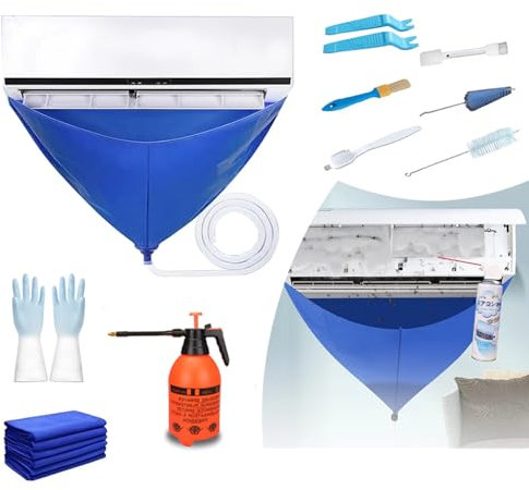 Mini kit de nettoyage pour climatiseur divisé, housse de nettoyage imperméable pour climatisation, sac de nettoyage avec tuyau de drainage et plaques de support, kit de protection mural pour lavage de