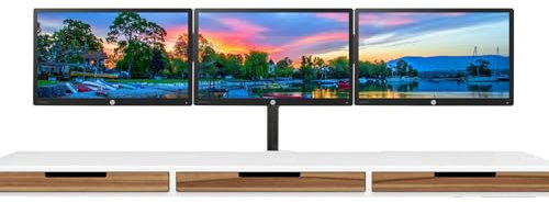 HP Triple Monitor Bundle - 3x 23 Full HD 1080p IPS LED Monitors, Clamp Base Stand, HDMI/VGA/DP Connectivity