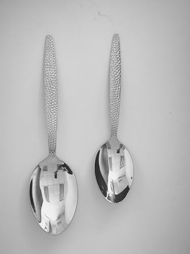 CREATIVECHEF Kunz Cooking Spoons, Stainless Steel Titanium Shiny Basting Spoon, 18/10 Stainless Steel, Plating Kunz Spoons, Dinner Serving Spoons (Silver)