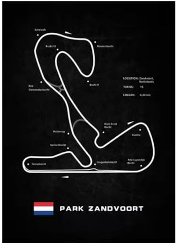 Heimdekoration, Rennstrecken, Zandvoort Circuit, Poster, Kunst, Leinwandgemälde und Drucke, Wandkunst, Bild für Wohnzimmerdekor, 50 x 70 cm, ohne Rahmen